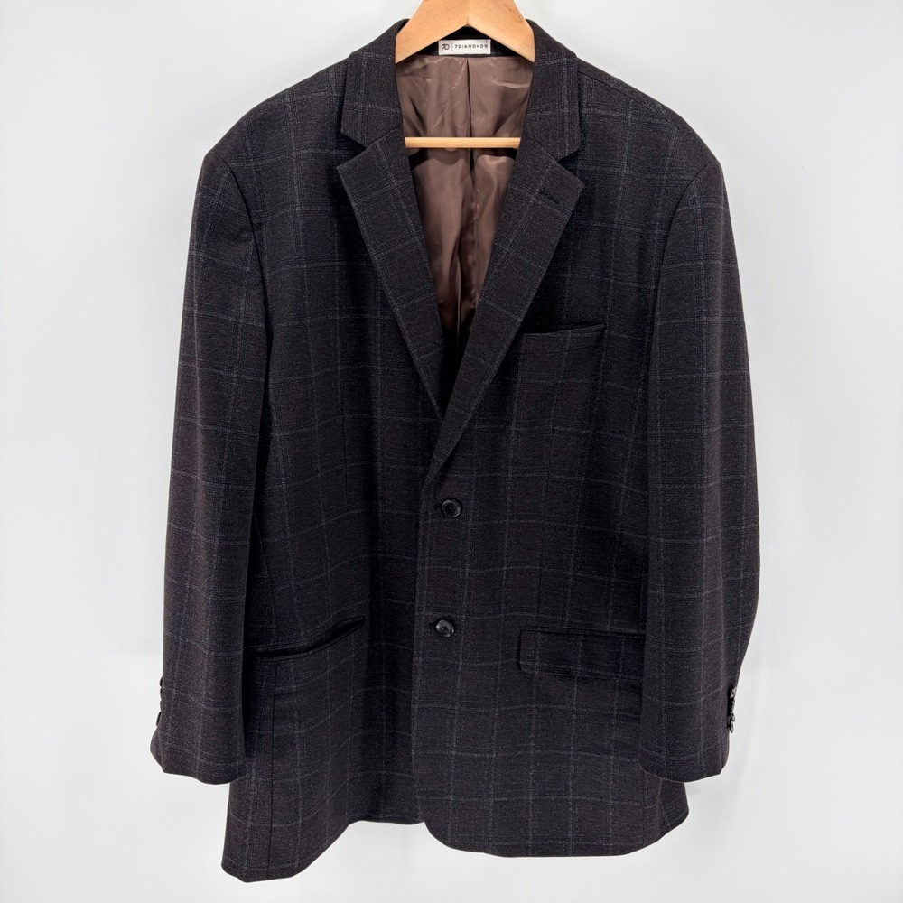 7 Diamonds Windowpane Sport Coat Blazer Comfort Stretch 2 Button XXL